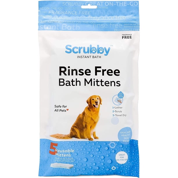 Scrubby Pet No Rinse Pet Wipes, Rinse Free Shampoo Mittens for Dogs and