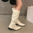 thumbnail image 2 of Povozer Wide Calf Slouch Boot Tall Knee High Women's Winter Shoes(Beige,8), 2 of 6