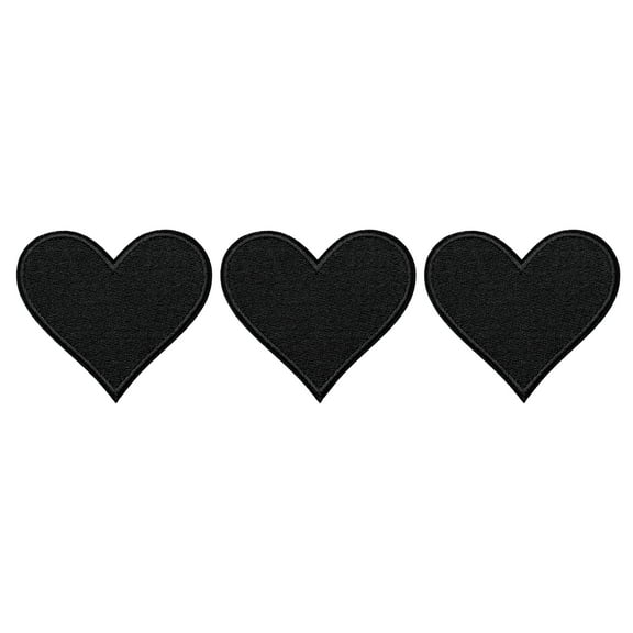 Uxcell Uxcell 3Pcs Heart Iron on Patches Black Embroidered Patches Applique Sew on Patches for DIY Crafts Clothing Repairing Bag Decoration,2.7x2.8 Inch
