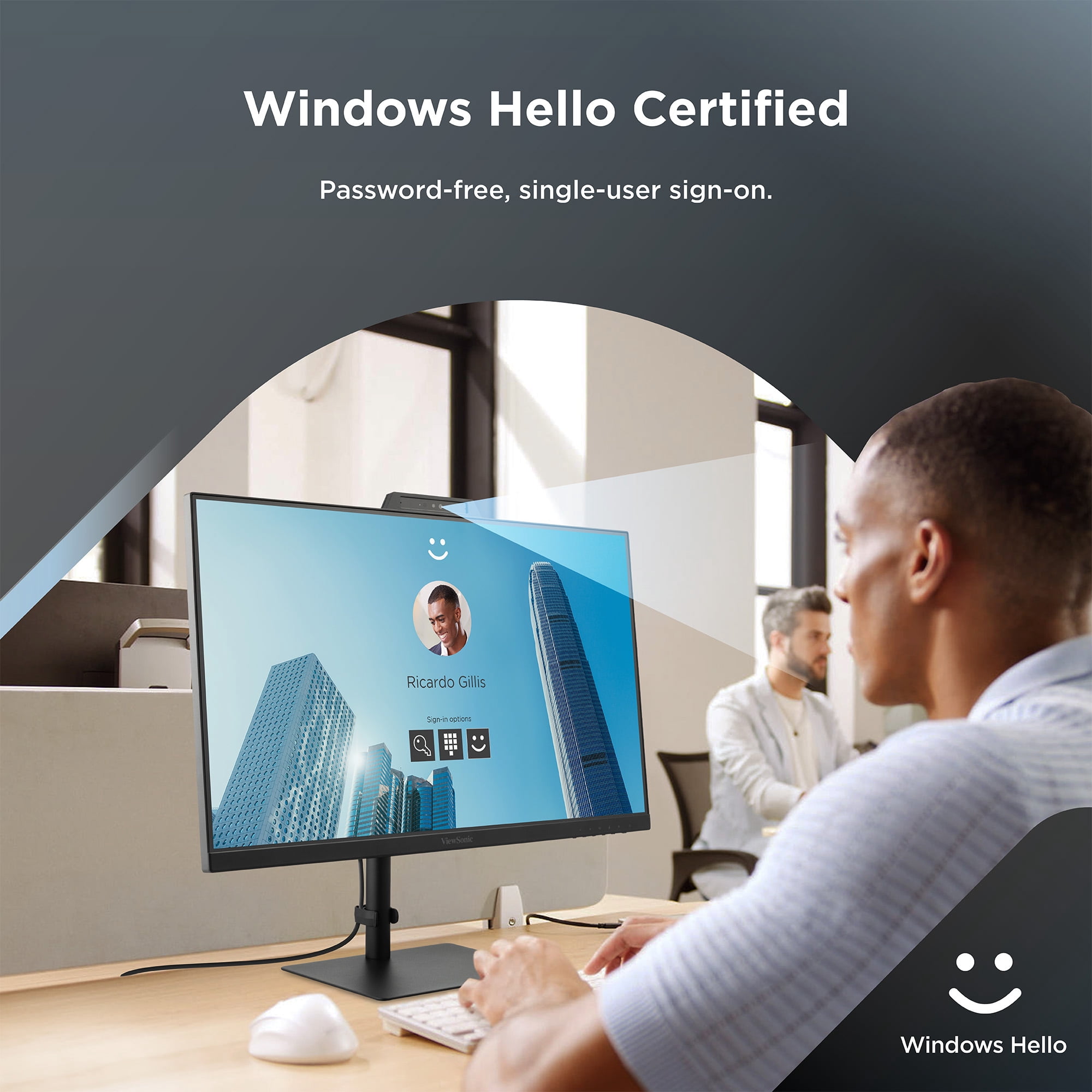ViewSonic VG2741V 27 Inch 1080p IPS Video Conferencing Monitor with Integrated Windows Hello Certified IR 5MP Webcam, Built-in Microphone, Advanced Ergonomics, USB C, HDMI, and DisplayPort Inputs -...