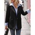 thumbnail image 4 of Chaquetas Blazer para Mujer, Chaqueta Casual de Oficina, Larga, con Frente Abierto Negro L, 4 of 10