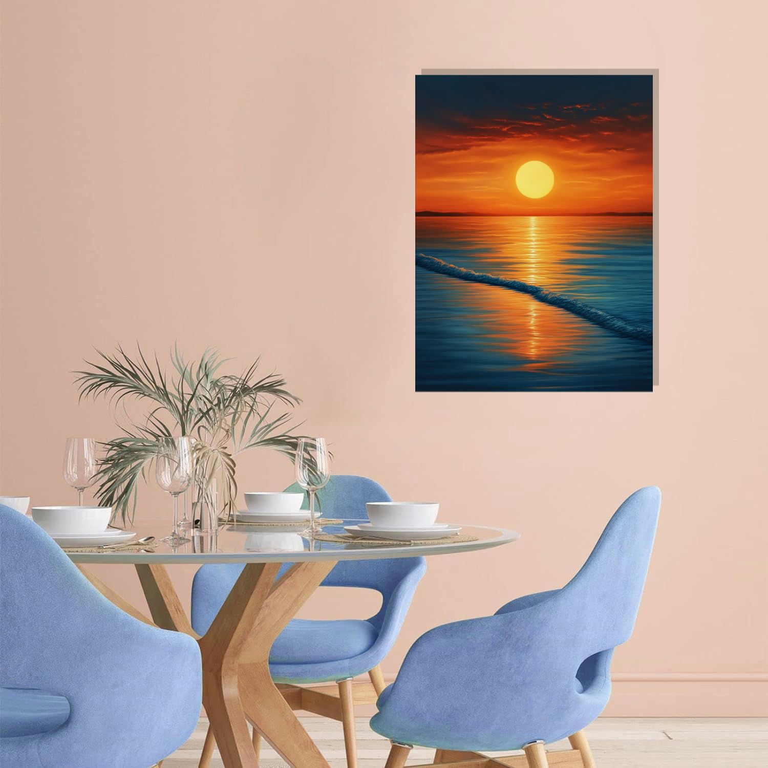 CozyNet Tropical Beach Sunset Canvas Print - Sharp Golden Sun - Deep ...