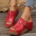 thumbnail image 3 of Sandales à Semelle en Liège Sans Dos pour Femmes, à Enfiler, en Cuir, à Bout Ouvert, Sabots Légers Antidérapants, Claquettes de Marche, Rouges, Taille 7, 3 of 9