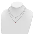 thumbnail image 2 of Diamond2Deal 925 Sterling Silver Rhodium-plate Enamel Heart 2-Strand with 1" ext. Pendant Necklace for Women 16", 2 of 5