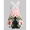 thumbnail image 2 of Más el tamaño de los encajes de ganchillo de la impresión floral del entrecruzamiento Tank Top Rosegal Camisetas sin mangas de talla grande, 2 of 5