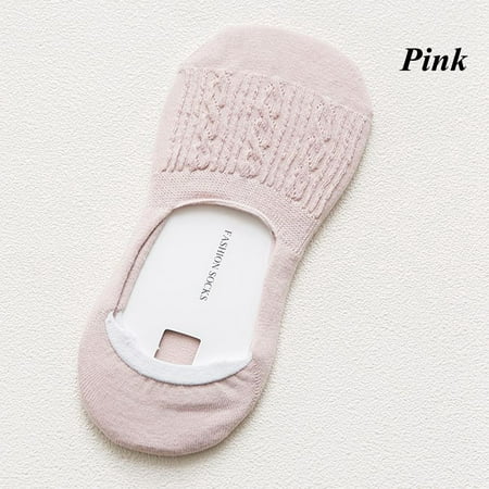

Women Breathable Non-slip Invisible Cotton Boat Socks Ankle Hosiery Low Cut PINK