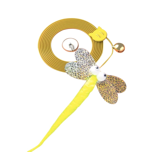 Juguetes interactivos para gatos, divertidos y alivian el aburrimiento, juguetes colgantes con campana para interiores y exteriores, libélula de ojos grandes.