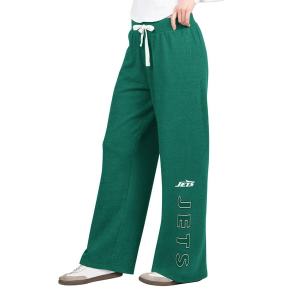 Women's G-III 4Her by Carl Banks Green New York Jets Field Wide Leg Sweatpants