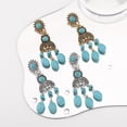 thumbnail image 4 of Boho Turquoise Chandelier Drop Earrings for Women Vintage Long Blue Birthstone Crystal Tassel Charms Statement Dangle Earring Lightweight Bohemian Ethnic Holiday Anniversary Jewelry, 4 of 6