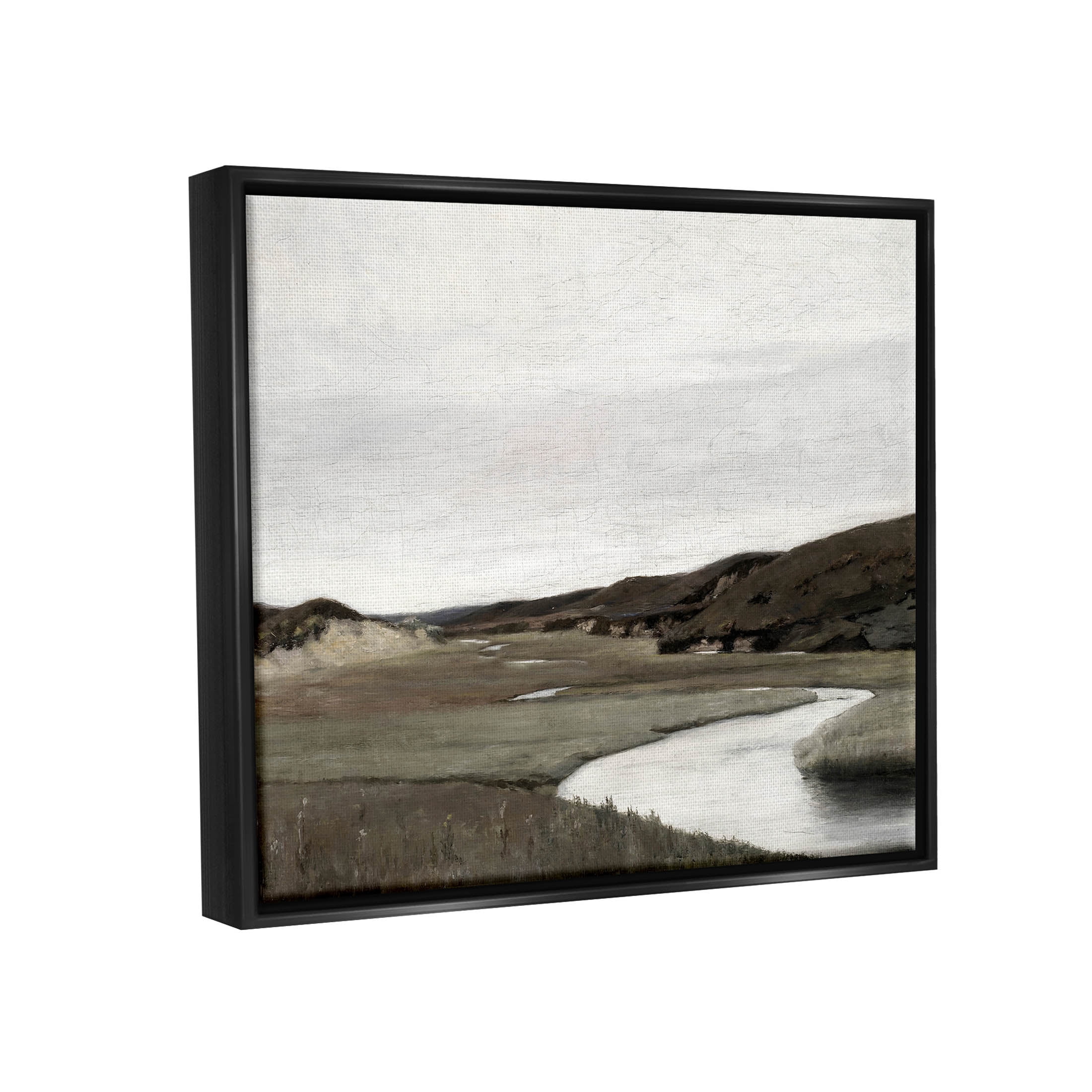 Rural Stream Classic Landscape Landscape Painting Jet Black Framed Art Print Wall Art