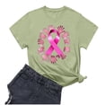 thumbnail image 2 of Nfurl Women's Breast Cancer Awareness Shirts Loose Fit Short Sleeve Pink Ribbon Graphic Tee Shirts Gifts for Breast Cancer Fighter Green,L, 2 of 3