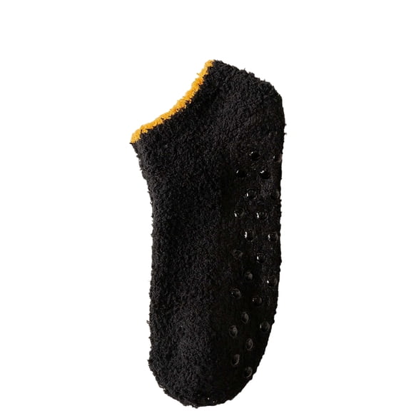 Dwellite Unisex Fuzzy Socks with Fluffy Warm Slipper Socks Non Slip Grippy Socks Cozy Thick House Socks for Winter Black