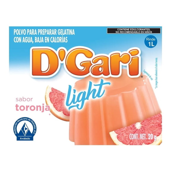 Polvo para preparar gelatina D' Gari Sin Azúcar de agua sabor toronja 20 g