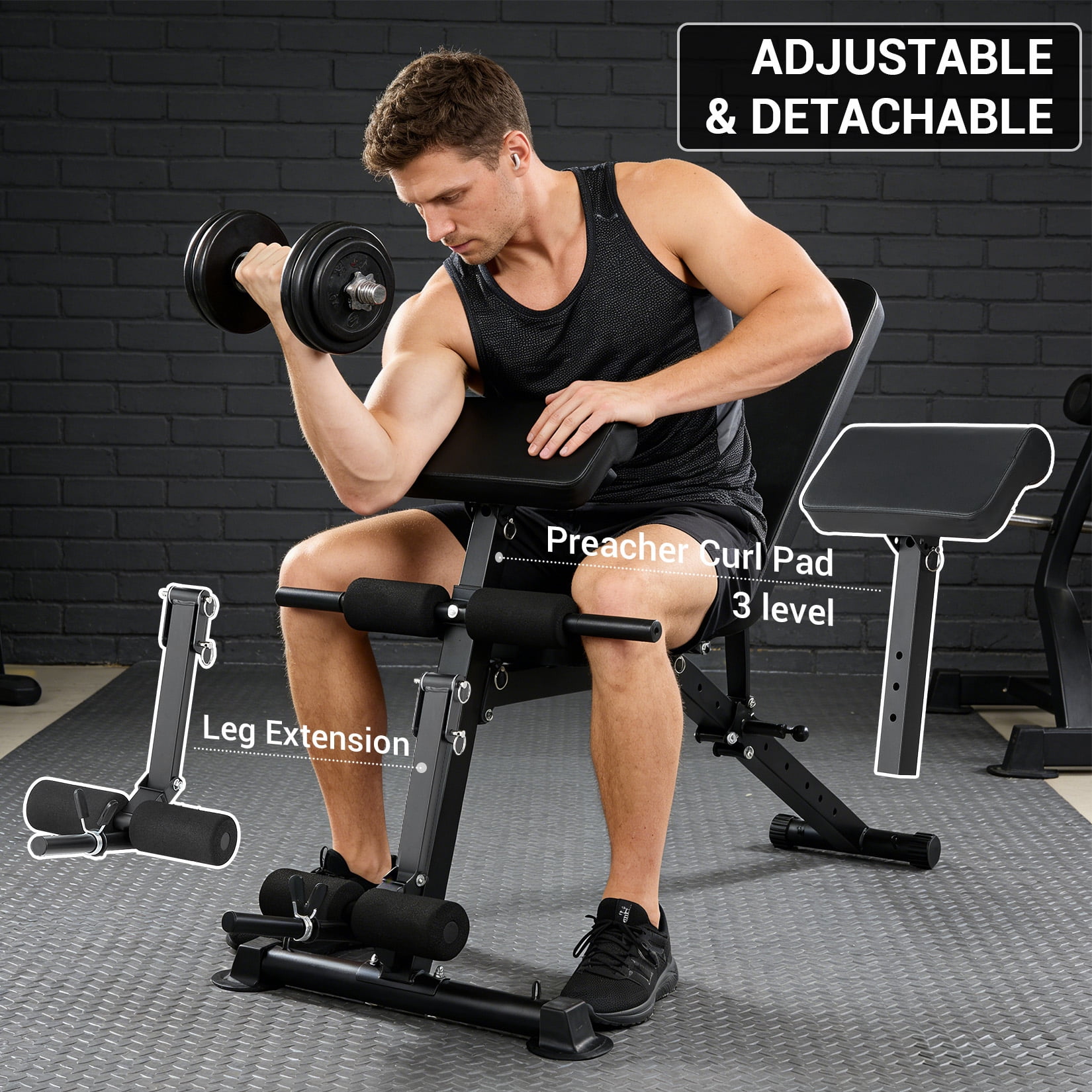 Adjustable Weight Bench, Foldable Flat Incline Decline Workout Bench & All-in-One Home Gym Training Station, Multi-Style & Weight Capacity Optional for Full Body Strength Training