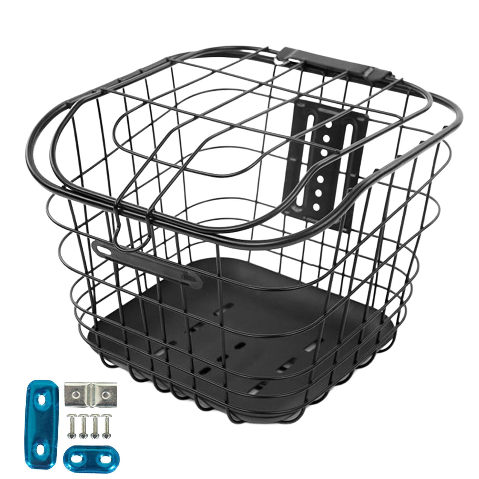 Baoblaze Bicycle Basket Front Rear Black Storage Basket Portable Mountain Bike Basket With bottom plate