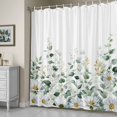 thumbnail image 5 of Eucalyptus Leaf Daisy Shower Curtain, Farmhouses Watercolor Plants Waterproof Shower Curtain Set with 12 Hooks Lightweight Bath Curtains Fabric Bathroom Decor 72x78 Inches, 5 of 9