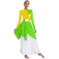 thumbnail image 3 of Hansber Women Contrast Color Block Liturgical Praise Dance Dress Long Sleeve Lyrical Dancewear Choir Green M, 3 of 7