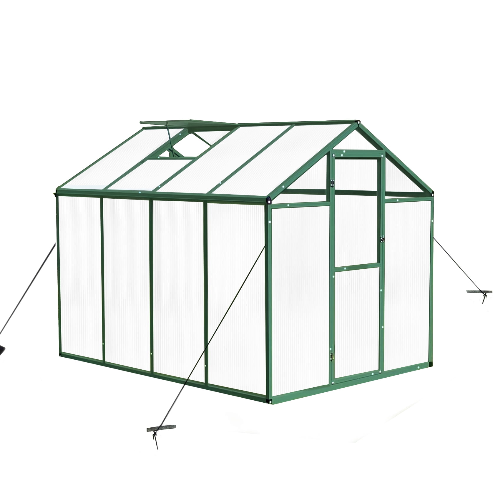 Witaxima 6x8 FT Heavy Duty Walk-in Greenhouse, Aluminum Alloy Frame with Polycarbonate Panels, Windproof & UV Protection, Raised Base & Anchor, All-Season Outdoor Backyard Greenhouse, Green