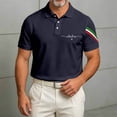 thumbnail image 2 of Mens Golf Polo Shirts Arrival Italian National Day Theme Print Ribbed Tops for Men,Navy,5XL, 2 of 5