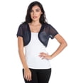 thumbnail image 3 of Fashion Secrets Women Short Sleeves Sheer Chiffon Bolero Shrug Short Cardigan (Navy Blue, XXX Large), 3 of 3