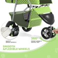 thumbnail image 6 of XPOPR 3-Wheel Pet Stroller, Foldable Travel Jogger for Small & Medium Dogs & Cats (Up to 33lbs), Lightweight Carrier with Breathable Mesh Cover, Cup Holder & Storage Basket, Lawn Green Polka Dots, 6 of 12