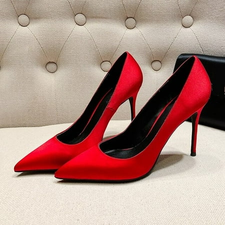 

YCNYCHCHY Elegant Lady Pumps High Quality Silk Pointed Toe 6CM/8CM/10CM Thin High Heels Classic Party Office Dress Women Shoes Green