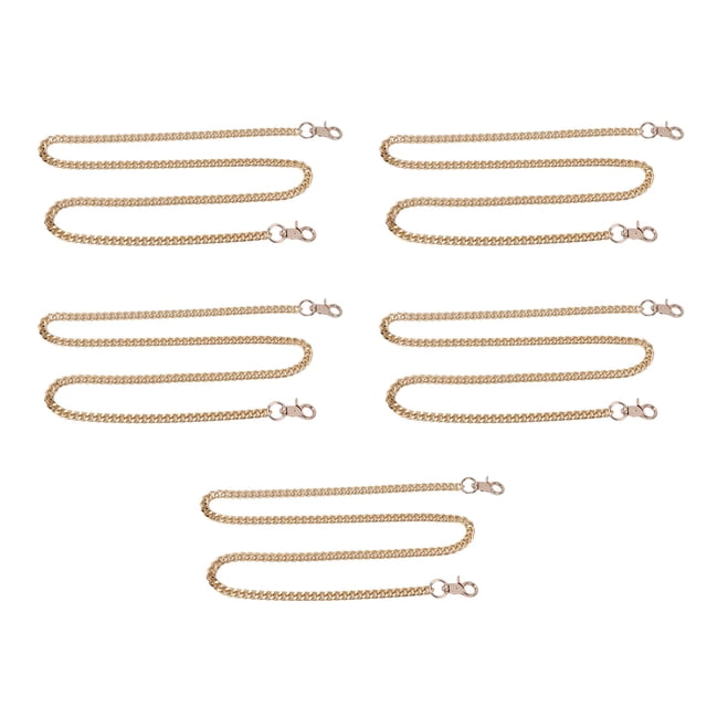 5 cadenas de aluminio de 39,4 pulgadas, elegante, exquisito brillo, duradera, multiusos, cadena artesanal de metal para bolsa de joyería, bricolaje, oro