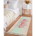 thumbnail image 3 of Area Rug with Tassels 2' x 5', Flamingo Bird on Gradient Background Kitchen Runner Rug for Hallway Bedroom Throw Rugs, Tropical Pink Animals Soft Door Mat for Bathroom Entrance Living Room, 3 of 9