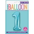 thumbnail image 2 of Unique Industries Foil Big Number 1 Shaped 34" Light Blue Solid Print Birthday Balloon, 2 of 4