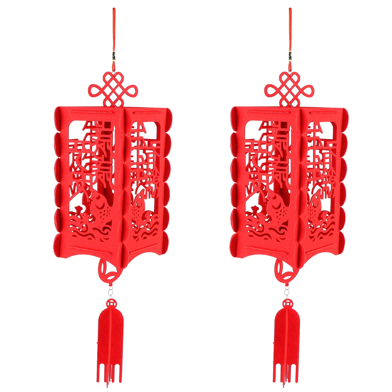 Chinese Red Lantern Flocking Hang Lanterns For New Year Garden Yard Decor L 