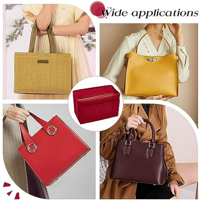 Felt Bag Organizer Inserts Purse Organizer Insert Handbag Shaper for LV Onthego MM with Zipper Detachable Bag Top Cover Tote Bag Insert for LV Neverfull Speedy 35 10.24X6.5X5.55 Inch Crimson Walmart.c...