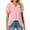 Pink, variant on Patlollav Women Tees Under $10, Tops for Women Short Sleeve Solid Comfortable Breathable V-Neck Blouses Shirt