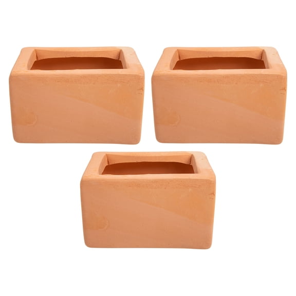 3 Pcs Ceramic Flowerpot Pots for Plants Succulent Planters Clay Brown