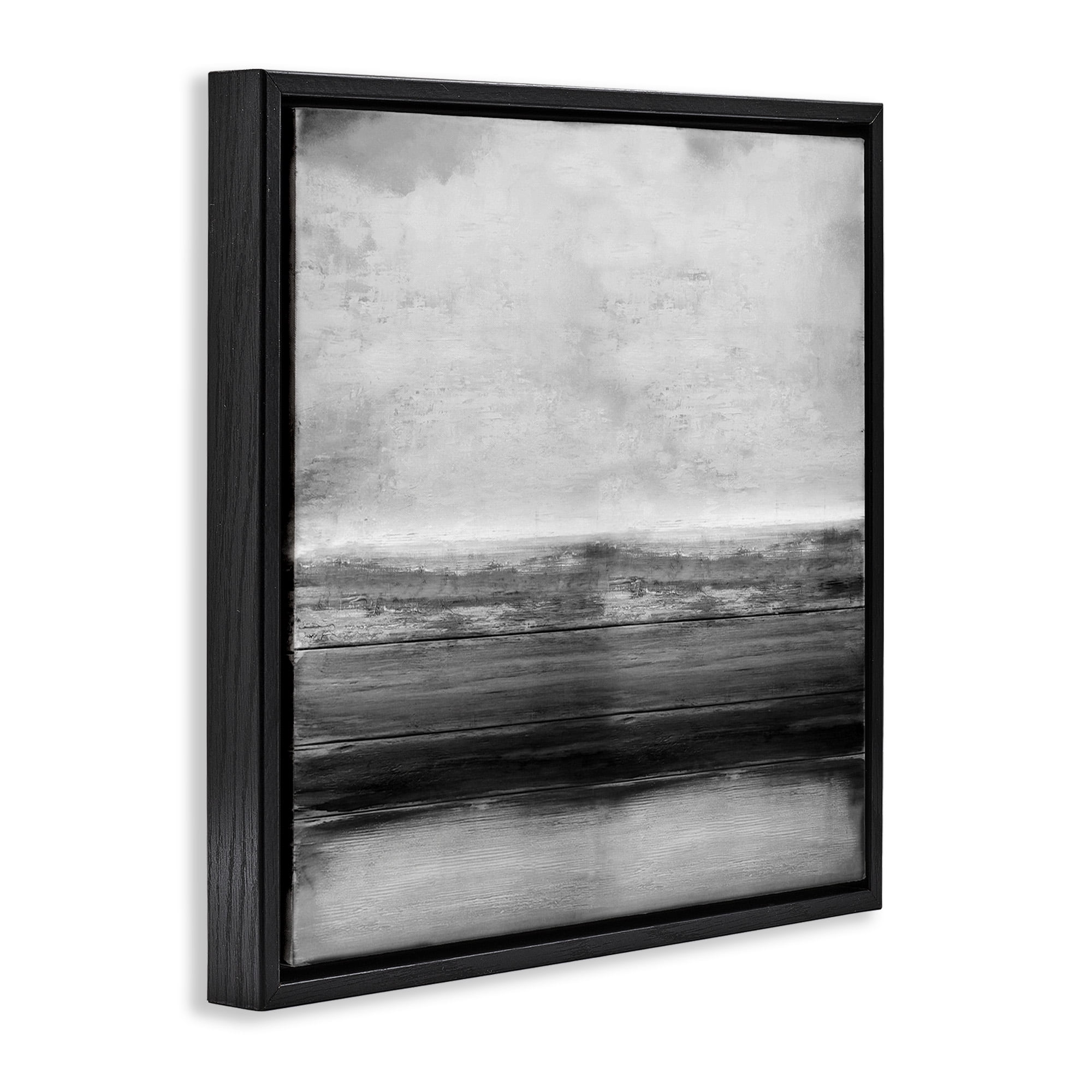 Stupell Industries Monochromatic Grey Rustic Abstraction Abstract Painting Black Floater Framed Canvas Art Print Wall Art, 25 x 25