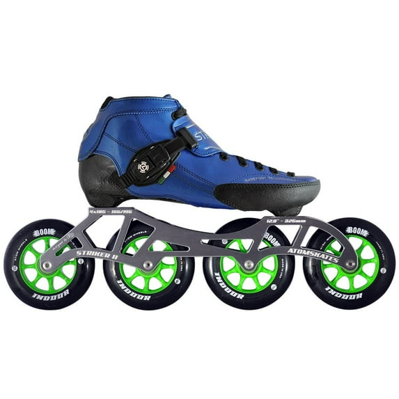Atom Luigino Strut 4 Wheels Indoor Inline Skate Package (Boom Indoor 90mm Firm, 8 (7 Men's), Blue, ABEC 7)