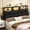 Black, variant on Pinmoco Tufted Upholstered Headboard for Queen Bed with Storage, Charging Station & LED Light, Black PU Leather, Headboard Only