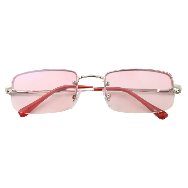 Rimless Sunglasses for Men Square Fashion Shades Tinted Lens Metal  Frameless Rectangle Y2K Glasses UV400