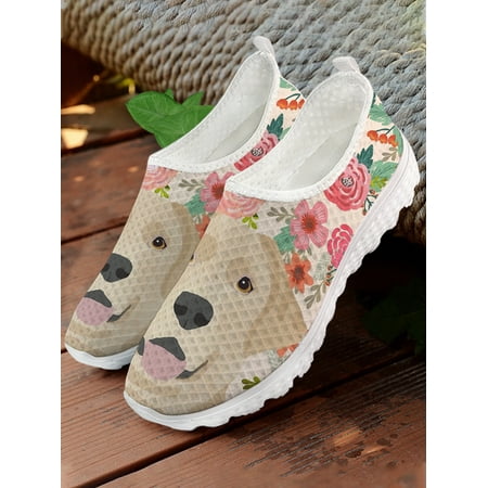 Cute Cartoon Golden Retriever Design Brand Loafers Comfortable Flat Summer Breathable Mesh Shoes Slip On Sneakers