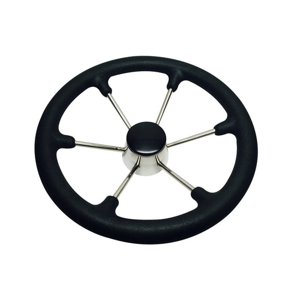 Pactrade Marine Boat SS304 Steering Wheel with Black Sleeve 6 Spoke 15 1/2"