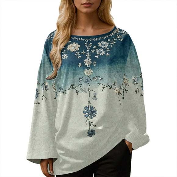 French Style Heavy Industry Digital Print Shirt V Long Sleeved Loose Versatile Unique High End Top for Women Spring