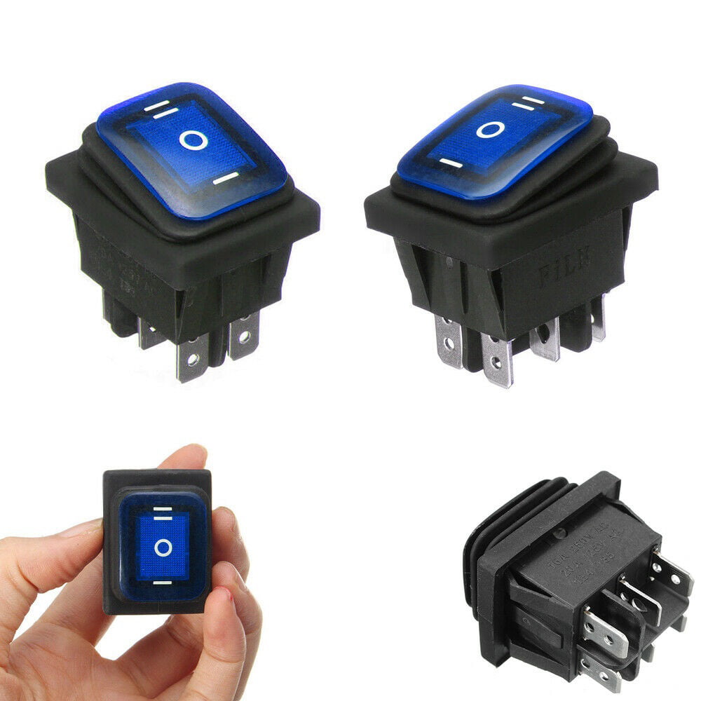 Waterproof 3 Position 6 Pin 12V LED Rocker Switch Dash Car Boat Marine ON//OFF//ON
