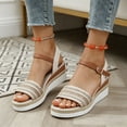 thumbnail image 6 of EliteGoogv Womens Sandals Platform Wedge Sandals For Women Summer Casual Walking Shoes Comfortable Heeled Sandals Travel Beach Vacation Shoes US: 10.5 Gold, 6 of 8