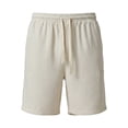 thumbnail image 7 of GUZOM Mens Linen Cotton Blend Shorts 60% Cotton 40% Linen Elastic Drawstring Waist Relaxed Fit Casual Beach Shorts with Pockets, Beige Khaki Cream,Size S, 7 of 7
