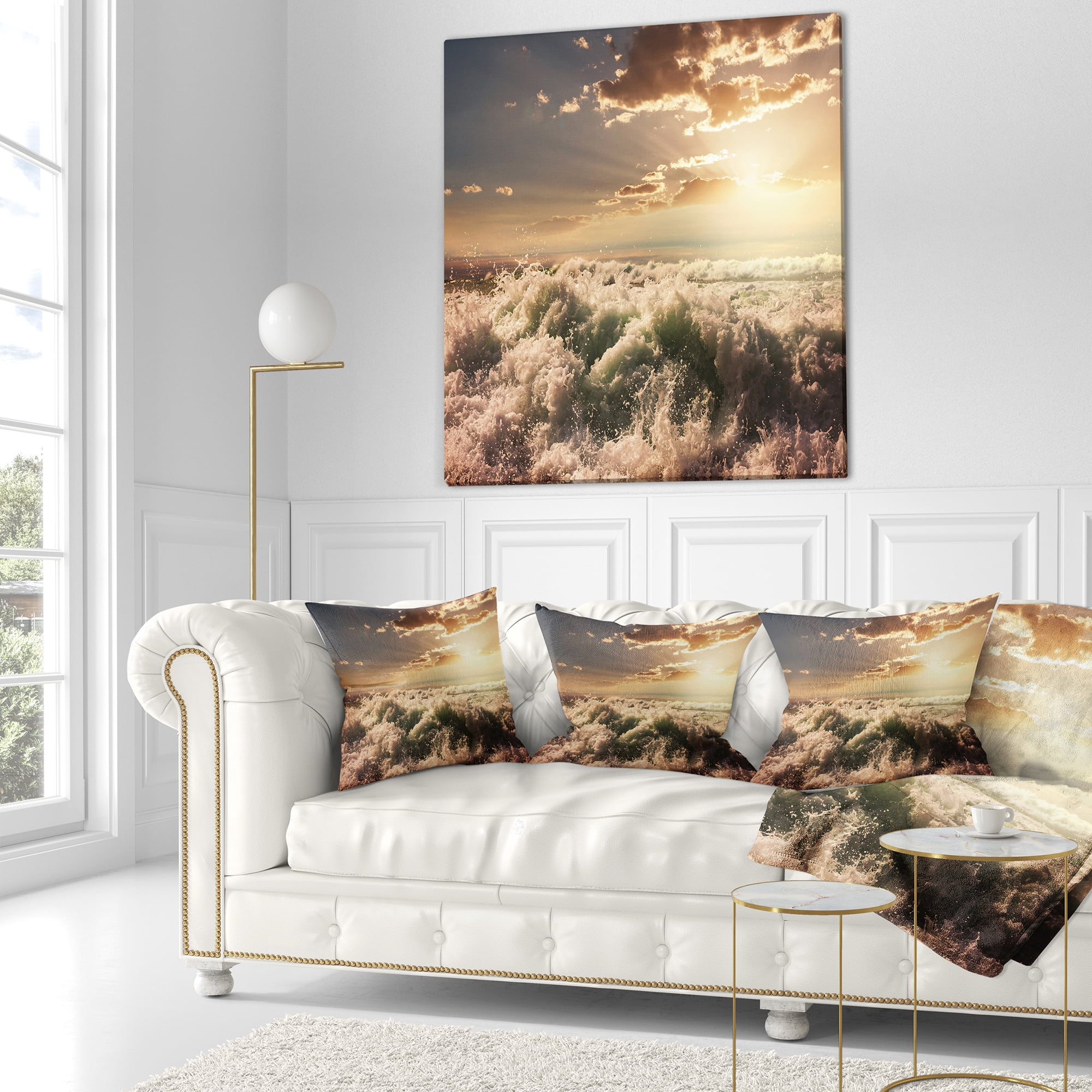 Designart 16" x 16" White Polyester Throw Pillow