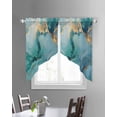 thumbnail image 3 of Marble Teal Swag Valances for Windows, Luxury Golden Modern Abstract Art Rod Pocket Sheer Valances for Small Windows, Swag Toppers Light Filtering for Kitchen Living Room 2 Panels 28''x36'', 3 of 6