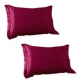 thumbnail image 1 of Funda de almohada de seda sintética de color liso, sin cremallera, tipo sobre., 1 of 7