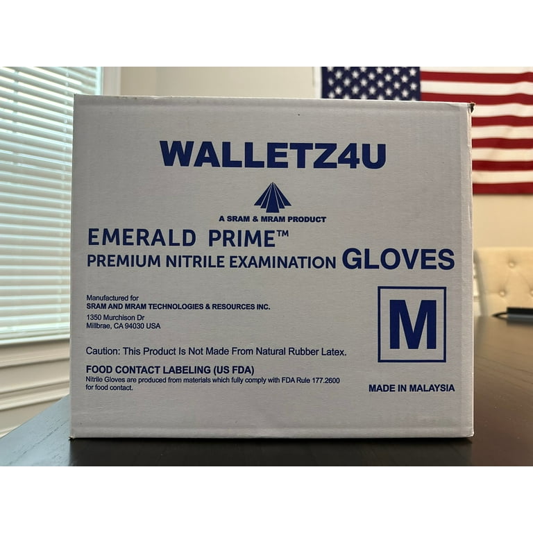 Walletz4U Emerald Prime Textured Nitrile Gloves 1000 Pcs, Medium