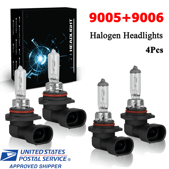 For Chevy Silverado 2500 1999-2007 Halogen Headlight 9005 9006 High Low Bulbs 4Pcs 55W 3200K White Basic Replacement