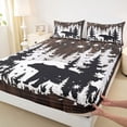 thumbnail image 3 of Homewish Animal Bear 4 Pieces Queen Sheet Sets for Teens Boys Girls,Jungle Wildlife Ultra Soft Flat Sheet,Retro Cabin Queen Fitted Sheet,Luxury Bedroom Decor, 3 of 7