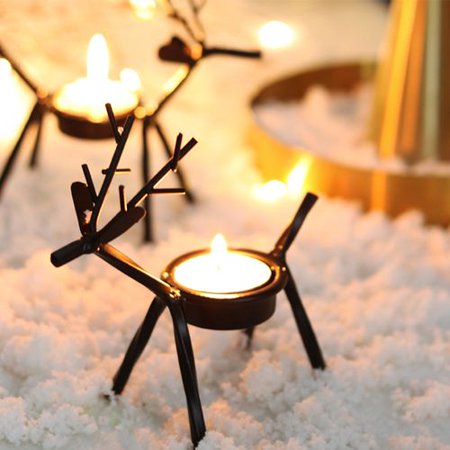 Michellem 1PC European Wrought Iron Deer Candlestick Candlelight Dinner Candlestick Decoration Wedding Gift Living Room Home Decorations Candles Holders